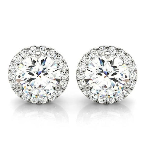 1.0 Ct. Round Halo Diamond Stud Earrings G-H Color SI1 Clarity