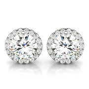 2.40 Ctw Round Halo Diamond Stud Earrings H Color SI1 GIA Certified