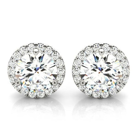 2.40 Ctw Round Halo Diamond Stud Earrings H Color SI1 GIA Certified