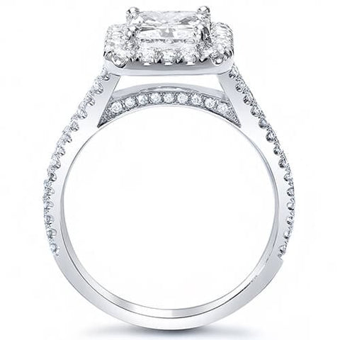 Halo Radiant Cut Engagement Ring Side Profile