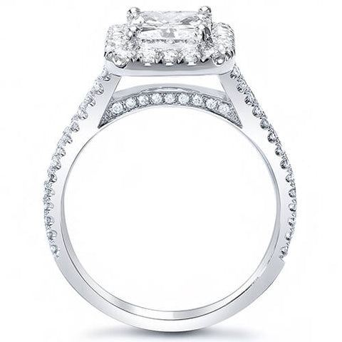 2.10 Ct. Emerald Cut w/ Round Cut Halo Diamond Engagement Ring G,VVS2 GIA