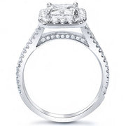 2.10 Ct. Emerald Cut w/ Round Cut Halo Diamond Engagement Ring I,VS2 GIA