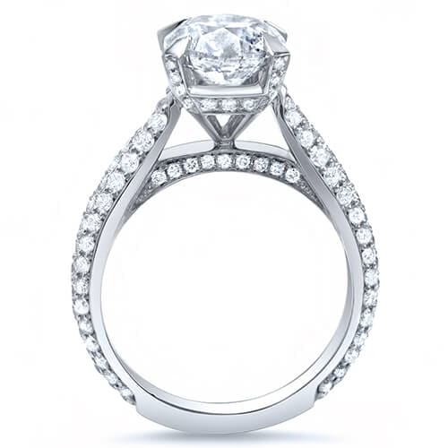 Emerald Cut Pave Engagement Ring side profile