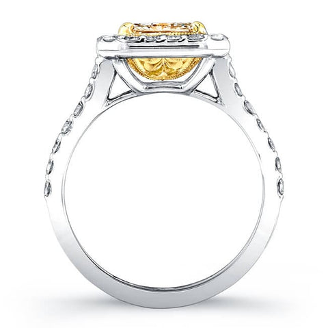 Canary Fancy Yellow Square Radiant Diamond Ring side view