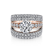 4.41 Ct. Round Brilliant Cut Pave Set Split Shank Engagement Ring GIA G, SI1