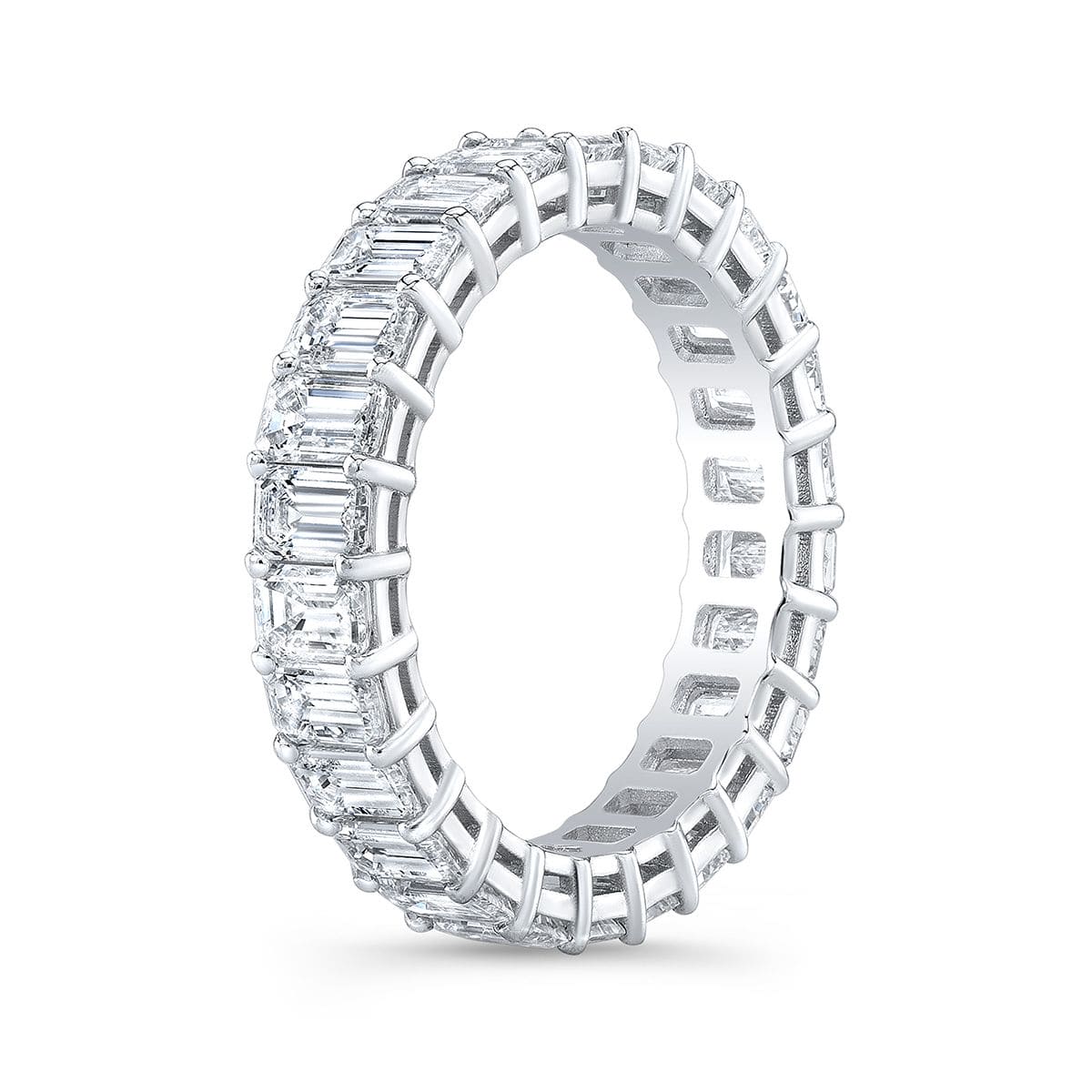 Emerald eternity band profile view