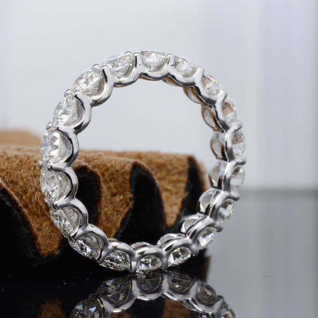 4.0 Ct.  U-Setting Round Brilliant Diamond Eternity Ring Side View