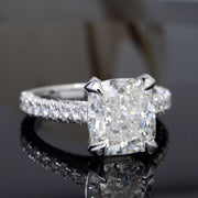 6.05 Ct. Hidden Halo Cushion 3Row Pave Diamond Ring I Color SI1 GIA Certified