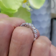 Oval cut eternity ring white gold- view from side