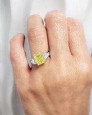 Fancy Yellow Rectangle Radiant Cut Diamond Engagement Ring