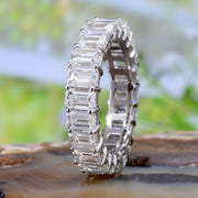 Platinum 3-Stone Emerald Cut Engagement Ring & 4.0 Ct Eternity Emerald Cut