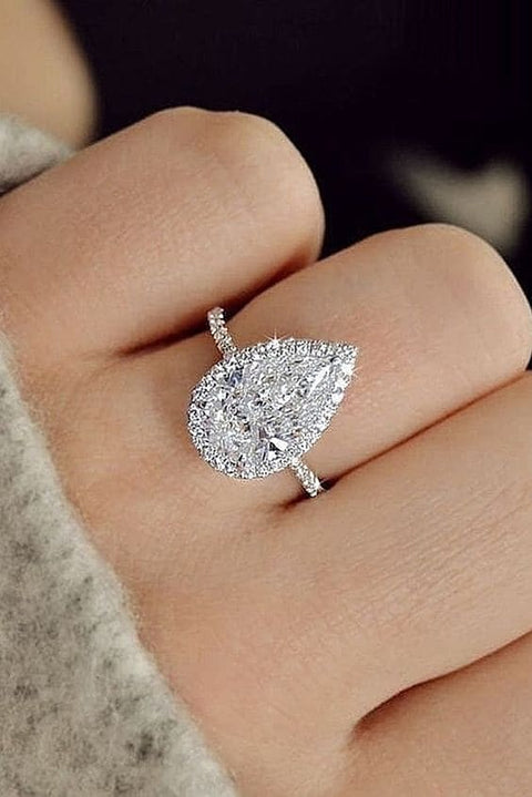 2.20 Ct. Halo Pear Cut Diamond Engagement Ring I VS1 GIA Certified