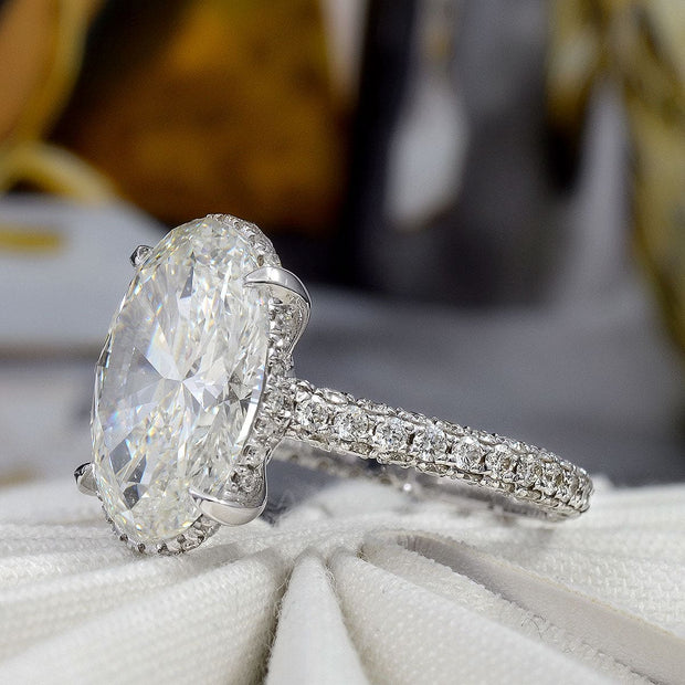 5.20 Ct. Oval Hidden Halo Engagement Ring F Color VS1 GIA Certified