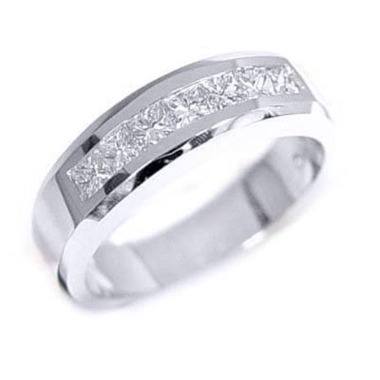 Men's diamond ring channel set princess cut