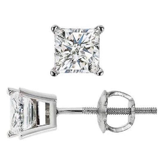 1.00 Ct. Princess Cut Diamond Stud Earrings