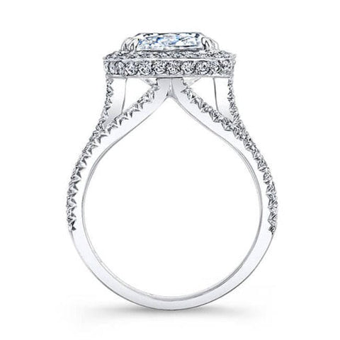 Halo Asscher Cut Split Shank Diamond Ring Side Profile