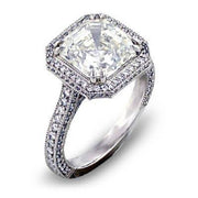 3.00 Ct. Halo Asscher Cut Engagement Ring H Color VS2 Clarity GIA Certified