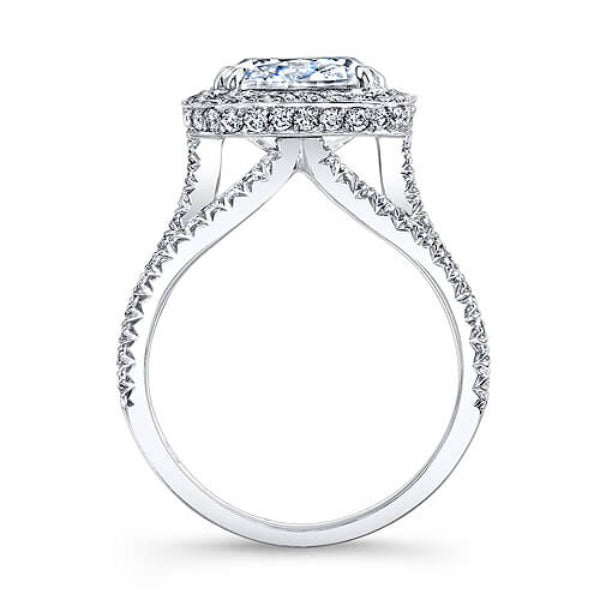 Halo princess cut engagement ring split shank