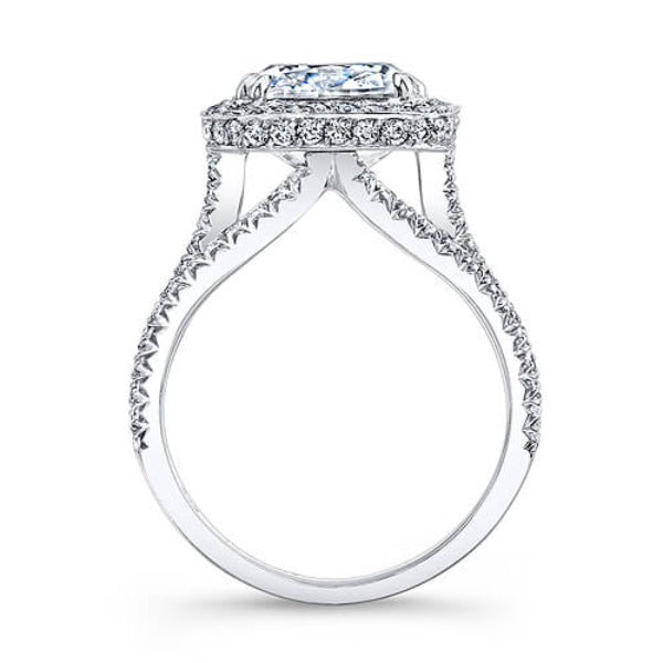 Halo Princess Cut Engagement Ring Split Shank