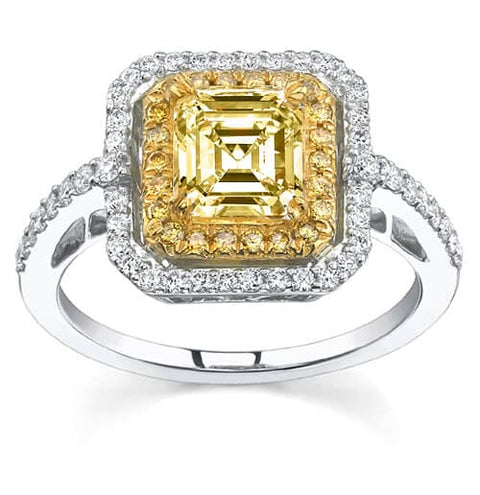 2.29 Ct Canary Asscher Cut Diamond Engagement Ring (GIA Certified)