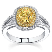 2.07 Ct. Canary Fancy Yellow Cushion Cut Diamond Engagement Ring (GIA Certified)