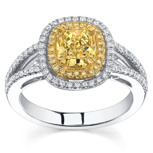 2.03 Ct. Canary Fancy Yellow Cushion Cut Diamond Engagement Ring (GIA Certified)