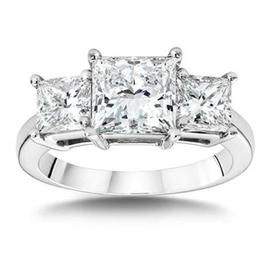 3 Stone Princess Cut Engagement Ring