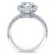 Princess Cut Pave Halo Engagement Ring Side Profile