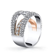 Unique Tension Set Engagement Ring Side Profile Two Tone