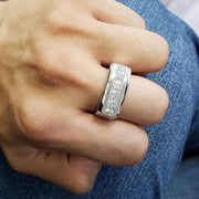 Men's Princess Cut Channel Set Diamond Ring 10mm Width on Hand