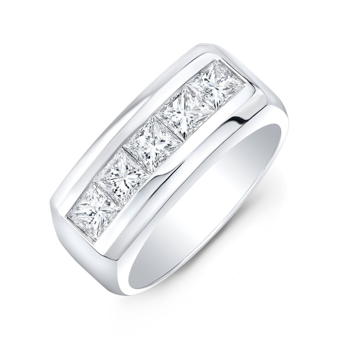 Men's princess cut channel set diamond ring 10mm width