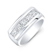 Men's Princess Cut Channel Set Diamond Ring 10mm Width