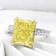 Radiant Cut Fancy Light Yellow Diamond Engagement Ring