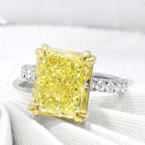 Yellow Radiant Cut Diamond Ring, Canary Engagement Ring