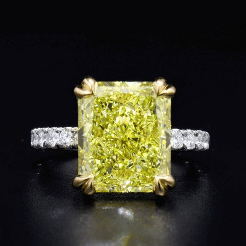 Radiant Cut Fancy Yellow Diamond Engagement Ring Front