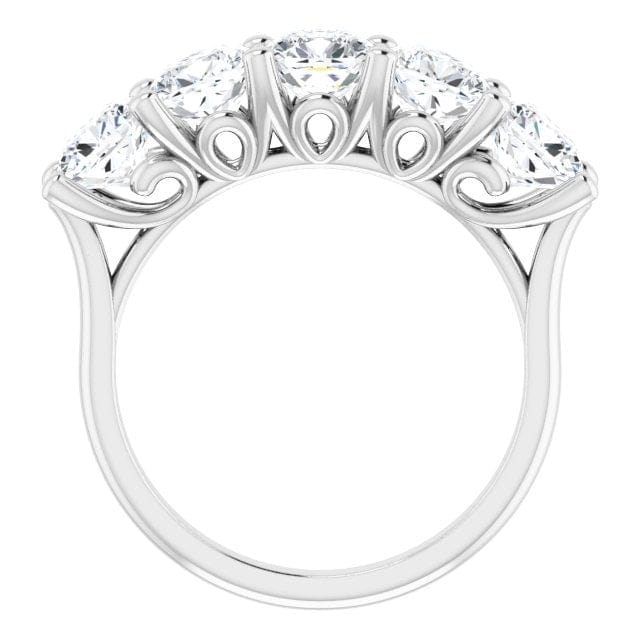 5 stone cushion cut diamond ring profile 