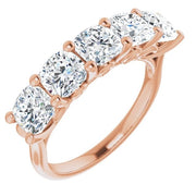 5 Stone Cushion Cut Diamond Ring Rose Gold