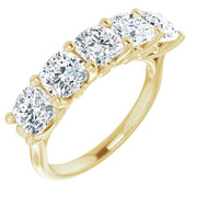 5 Stone Cushion Cut Diamond Ring Yellow