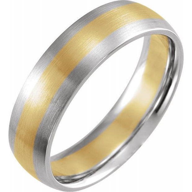 14K Gold Half Round Band Satin Finish 6 mm