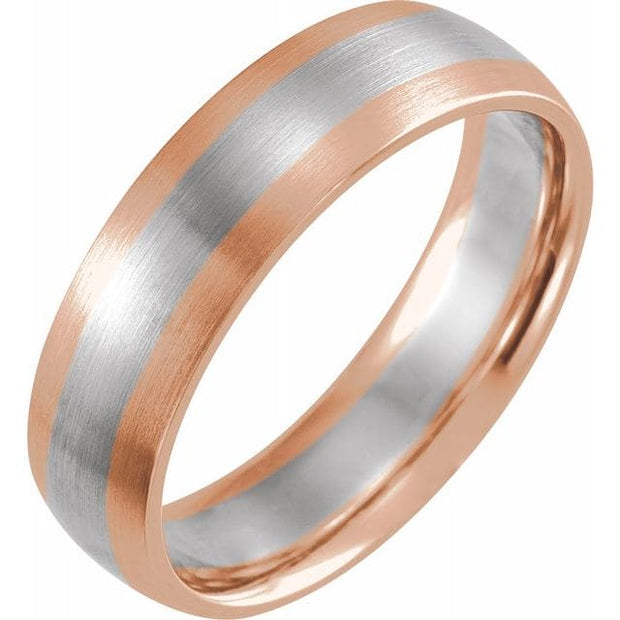 14K Gold Half Round Band Satin Finish 6 mm