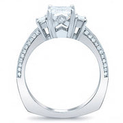 2.21 Ct. Emerald Cut, Baguette & Round Diamond Engagement Ring F,VVS2 GIA