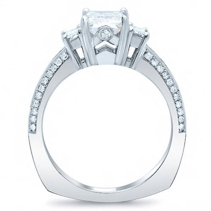  emerald cut diamond ring profile view