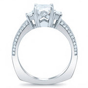 2.70 Ct. Emerald Cut, Baguette & Round Diamond Engagement Ring G,VS1 GIA