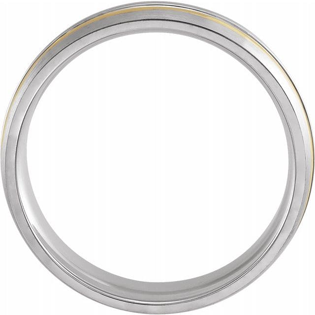 14k white and yellow gold grooved band with 6 mm