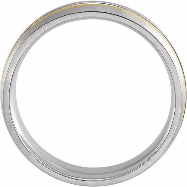 14K White and Yellow Gold Grooved Band with 6 mm