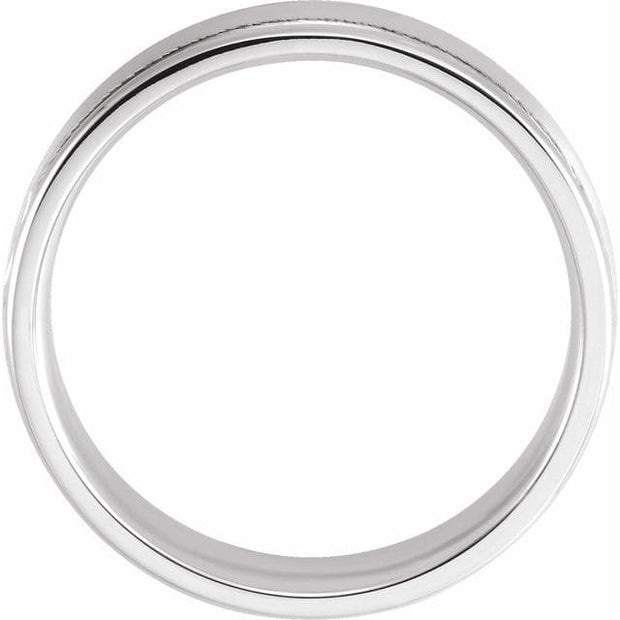 14K White Gold 6 mm Grooved Band