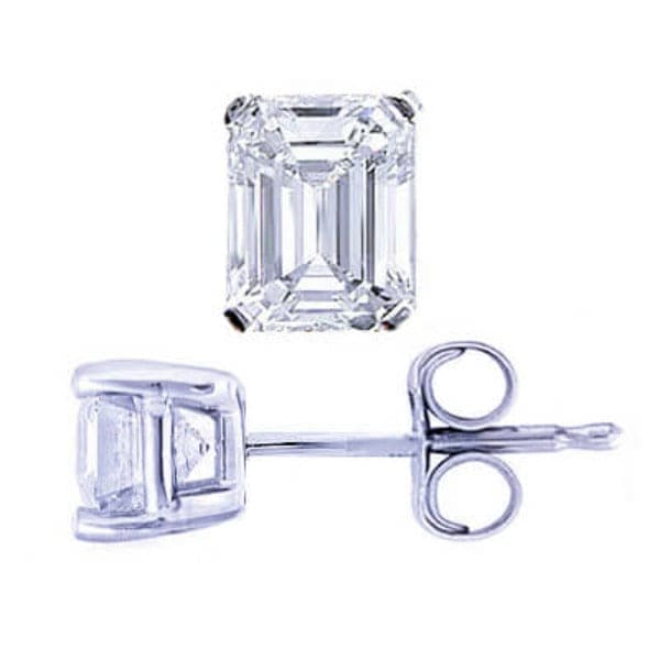 0.90 Ct. Emerald Cut Diamond Stud Earrings