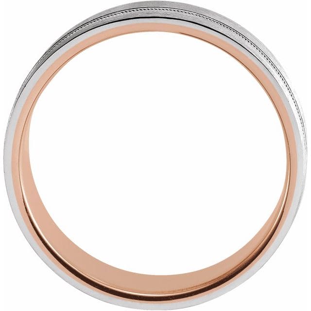 14k rose & white gold comfort fit band 7 mm