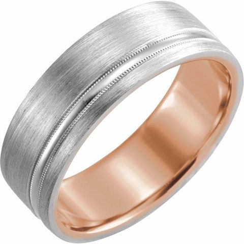 14K Rose & White Gold Comfort-Fit Band 7 mm