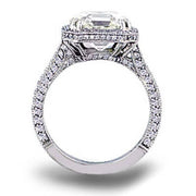 Asscher Cut Halo Pave Engagement Ring Side Profile